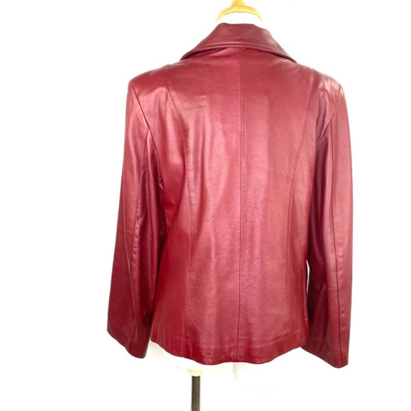 La Pelle Karpeta Moto Red Leather Jacket Coat Sz 12 - Picture 2 of 8
